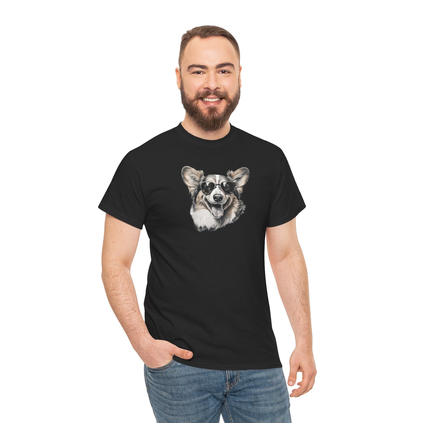 Corgi Cool Custom Tee – Artistic T-Shirt with Hipster Corgi Sporting Shades