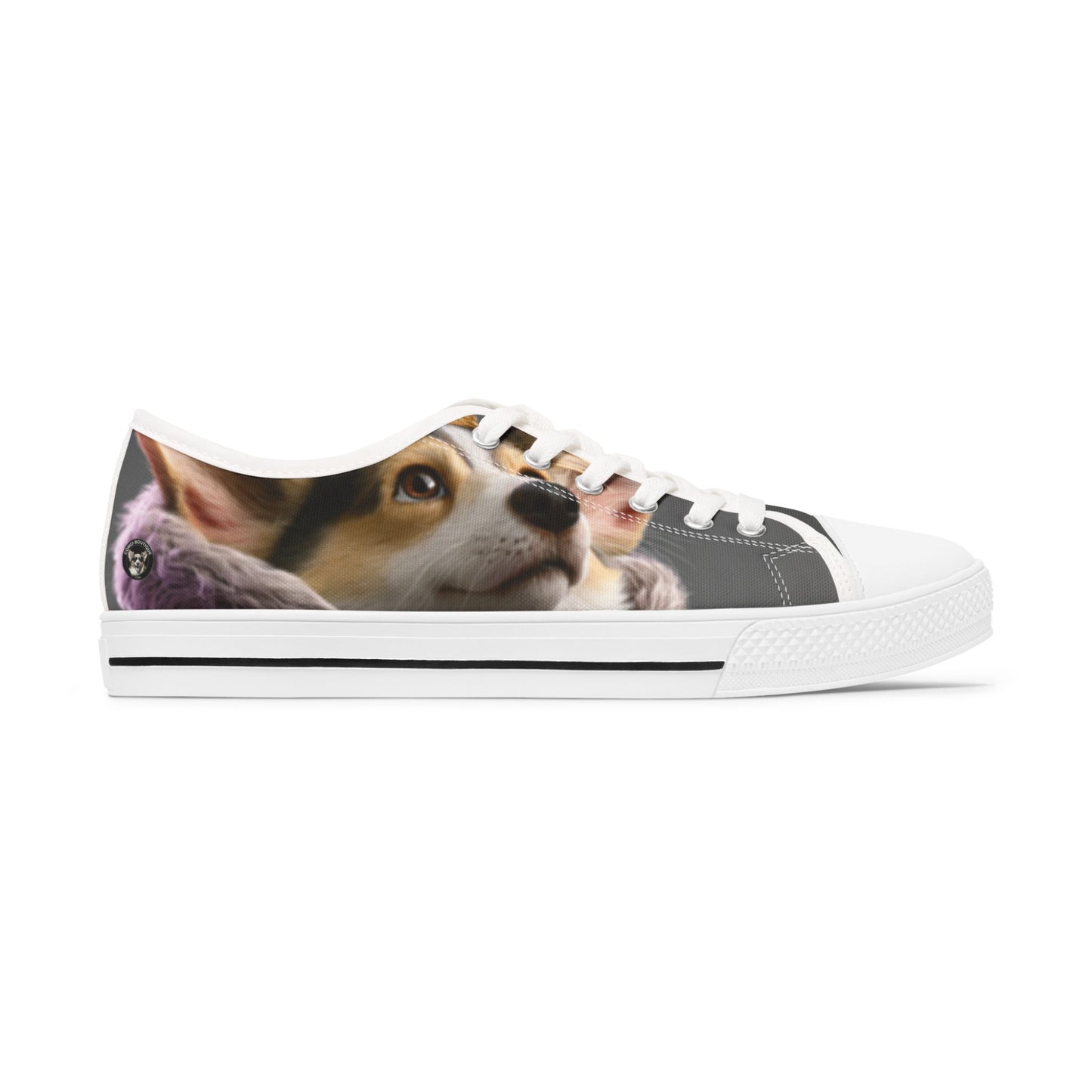 King Pup Cute Corgi Face Women's Low Top Casual Canvas Sneakers