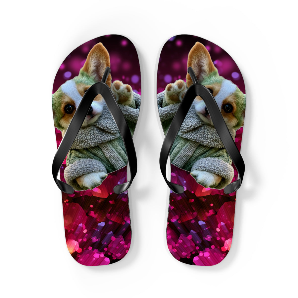 Baby Corgi Star Warrior Unisex Flip Flops — Galaxy Glitter Sandals