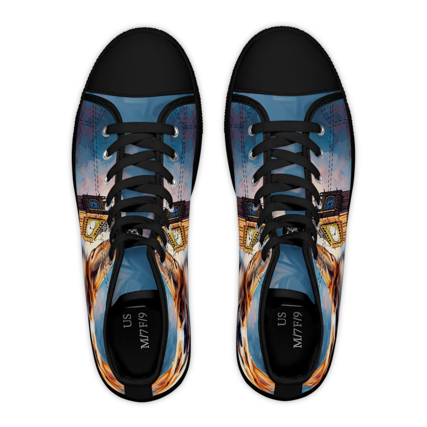 Corgi & Big Ben in London Women's High Top Casual Canvas Sneakers