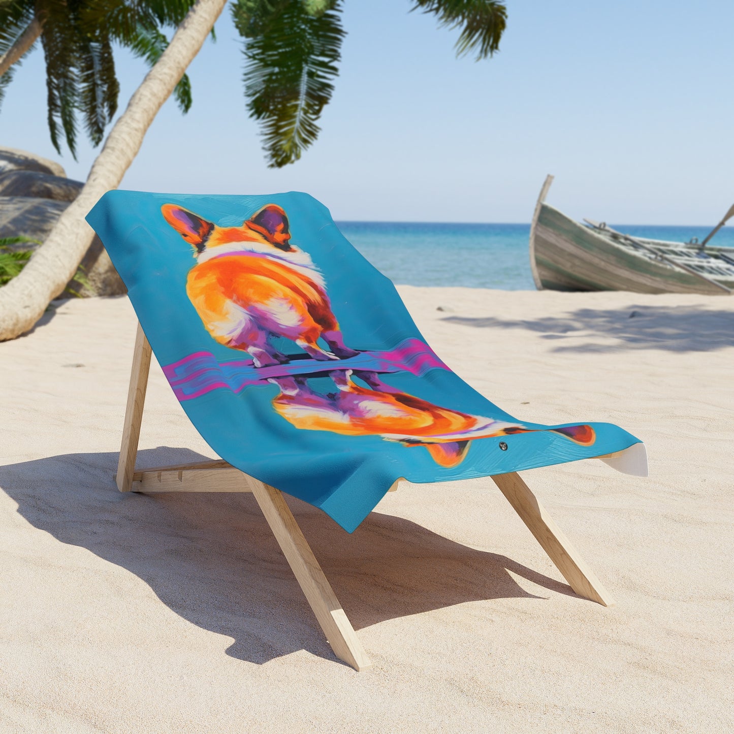Corgi Butt Artistic Colorful Portrait - Corgi Beach Towel
