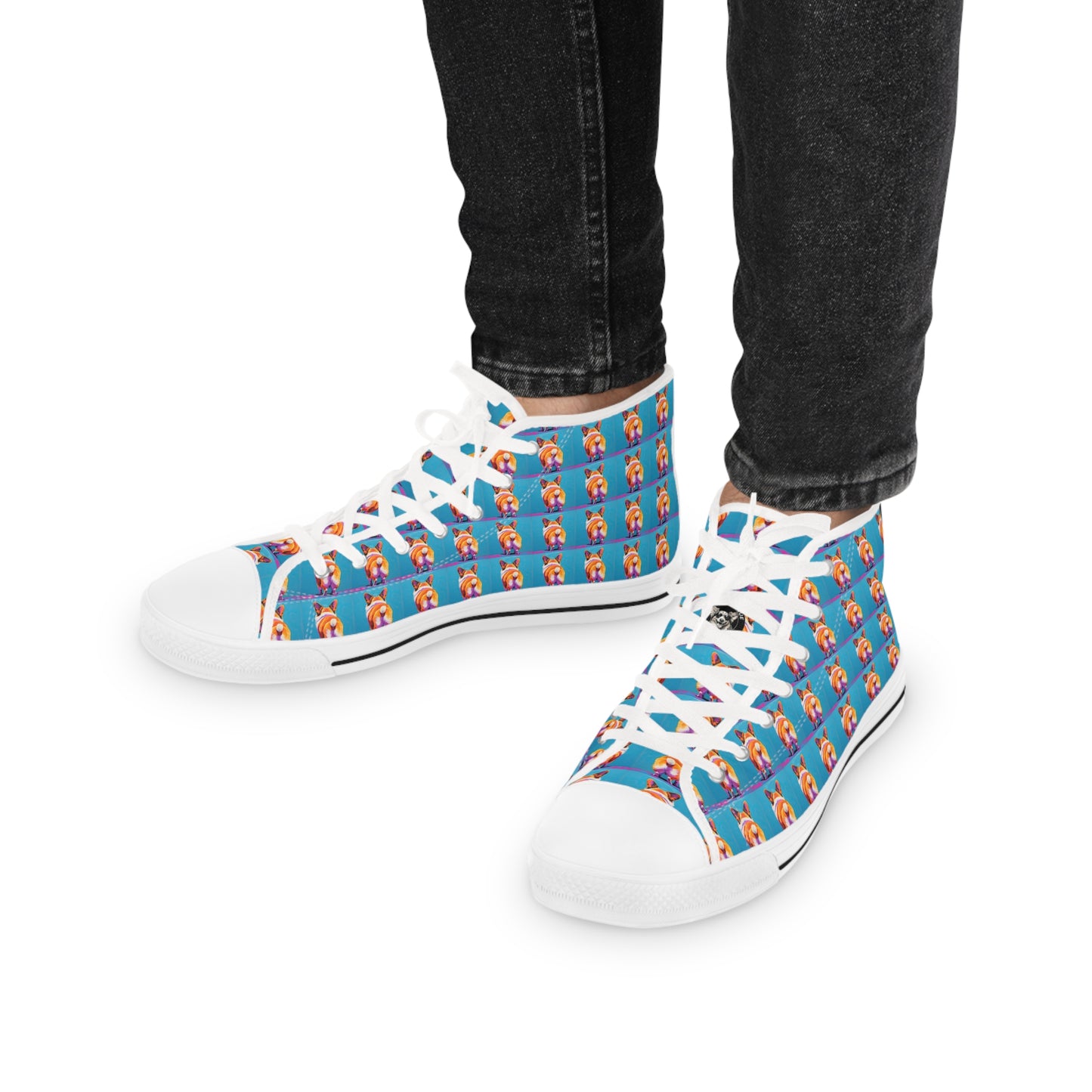 Corgi Butt Mosaic Pattern Men's High Top Casual Canvas Sneakers