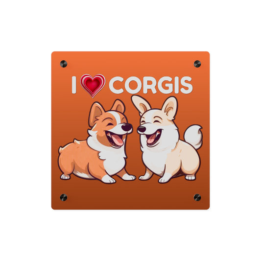 J'aime les corgis sur acrylique