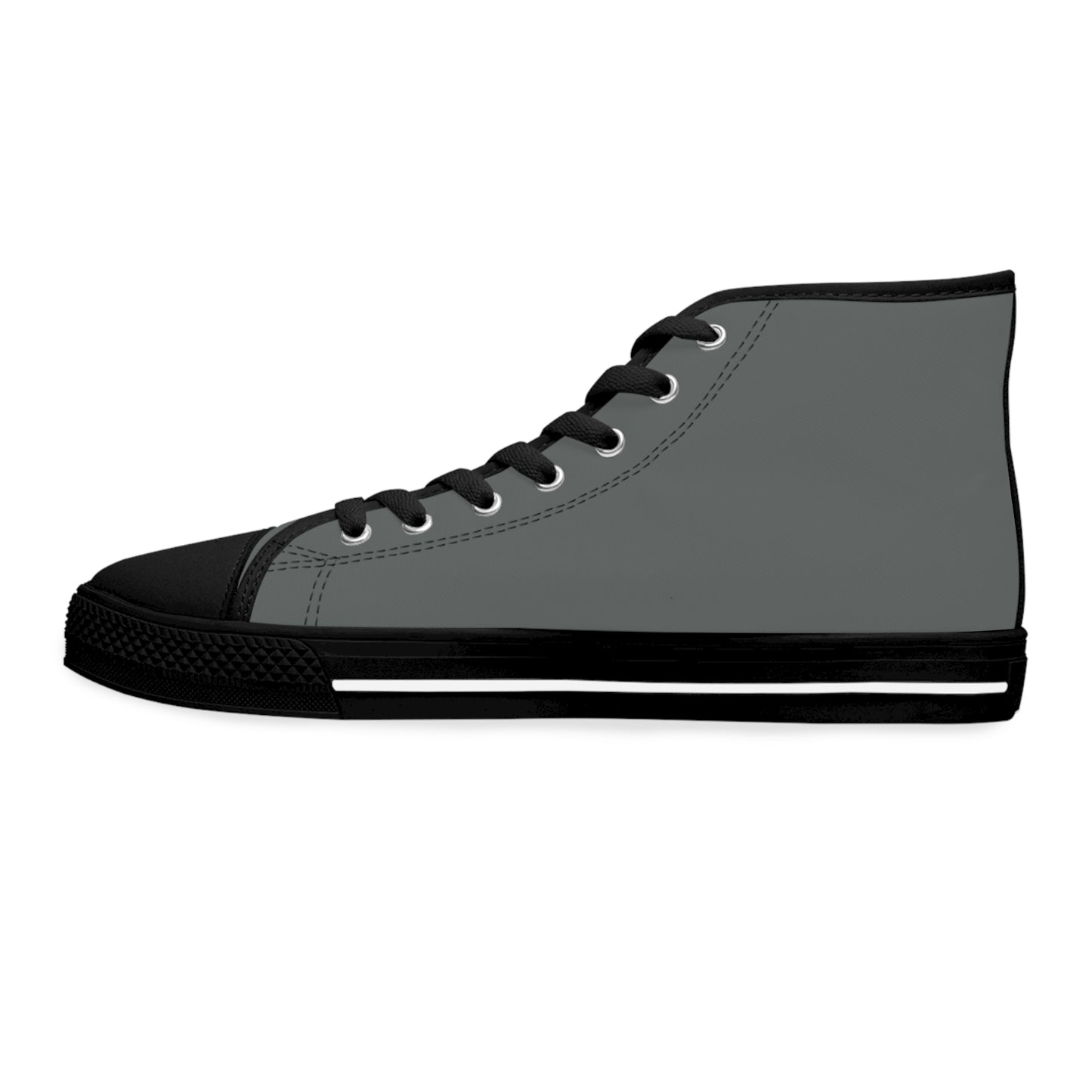 Leader of the Pack Women's High Top Casual Dark Gray Canvas Sneakers with a Leather-Clad Corgi