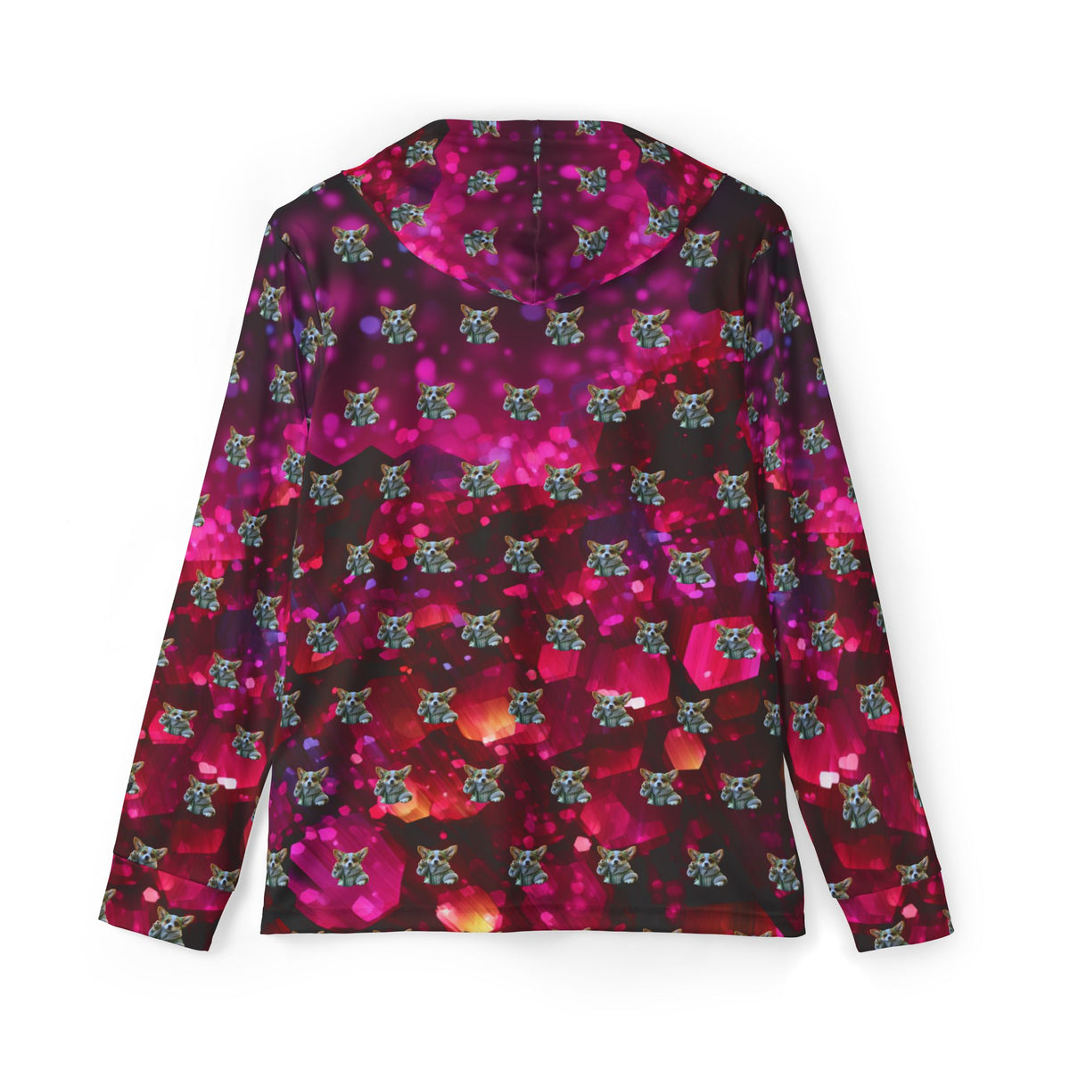 Baby Corgi Star Warrior Light Hoodie - Black Red & Purple Galaxy Glitter Pullover