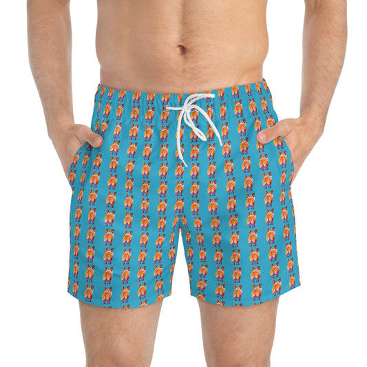 Corgi Butt Stripes Artistic Portrait - Blue Corgi Swim Trunks