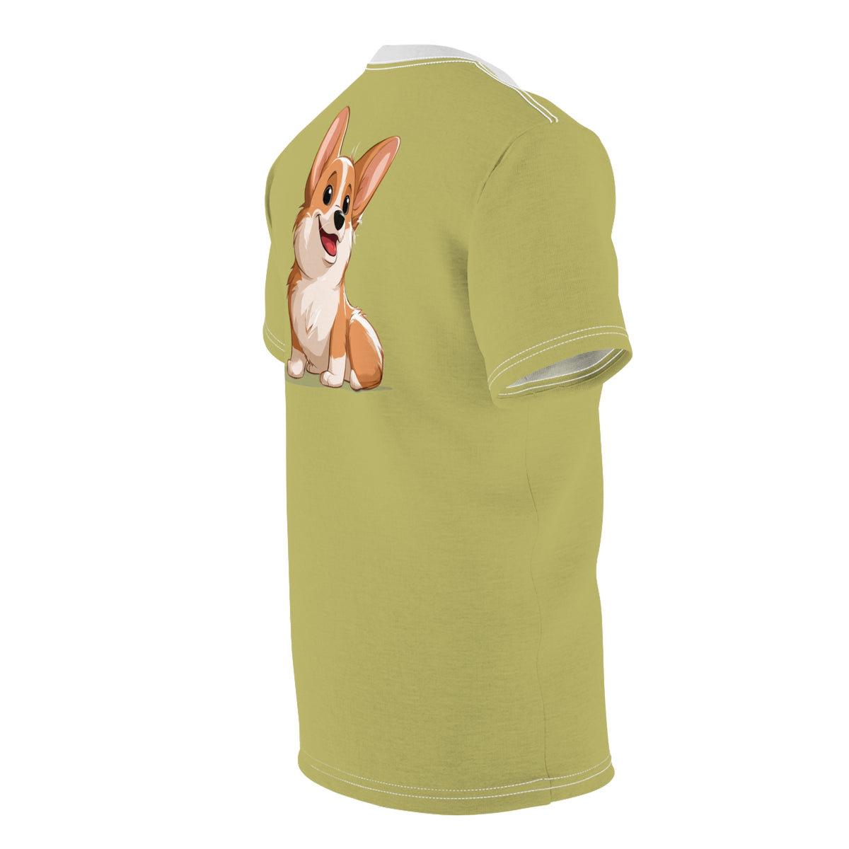 Cute Corgi Puppy Unisex Bold Fashion Tee — Khaki Graphic T-Shirt