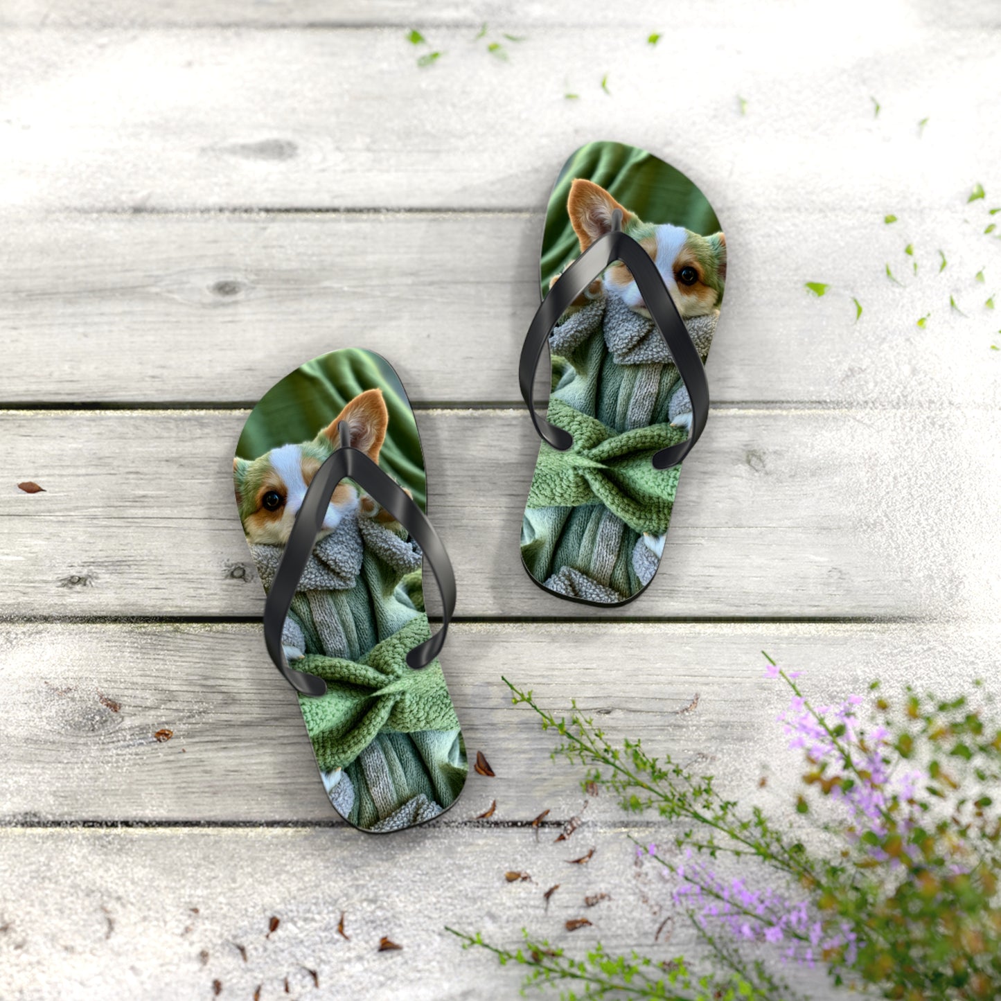 Grogu the Corgi Flip-Flops