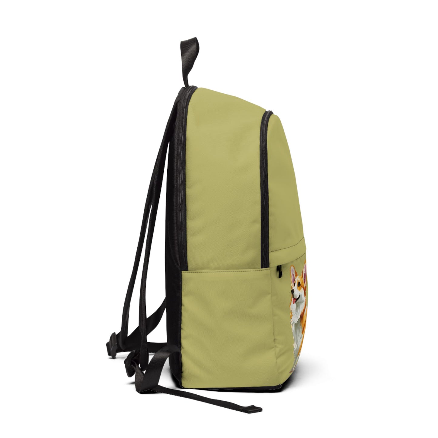 Classic Queen's Corgi Artistic Illustration Backpack — Khaki Corgi Rucksack