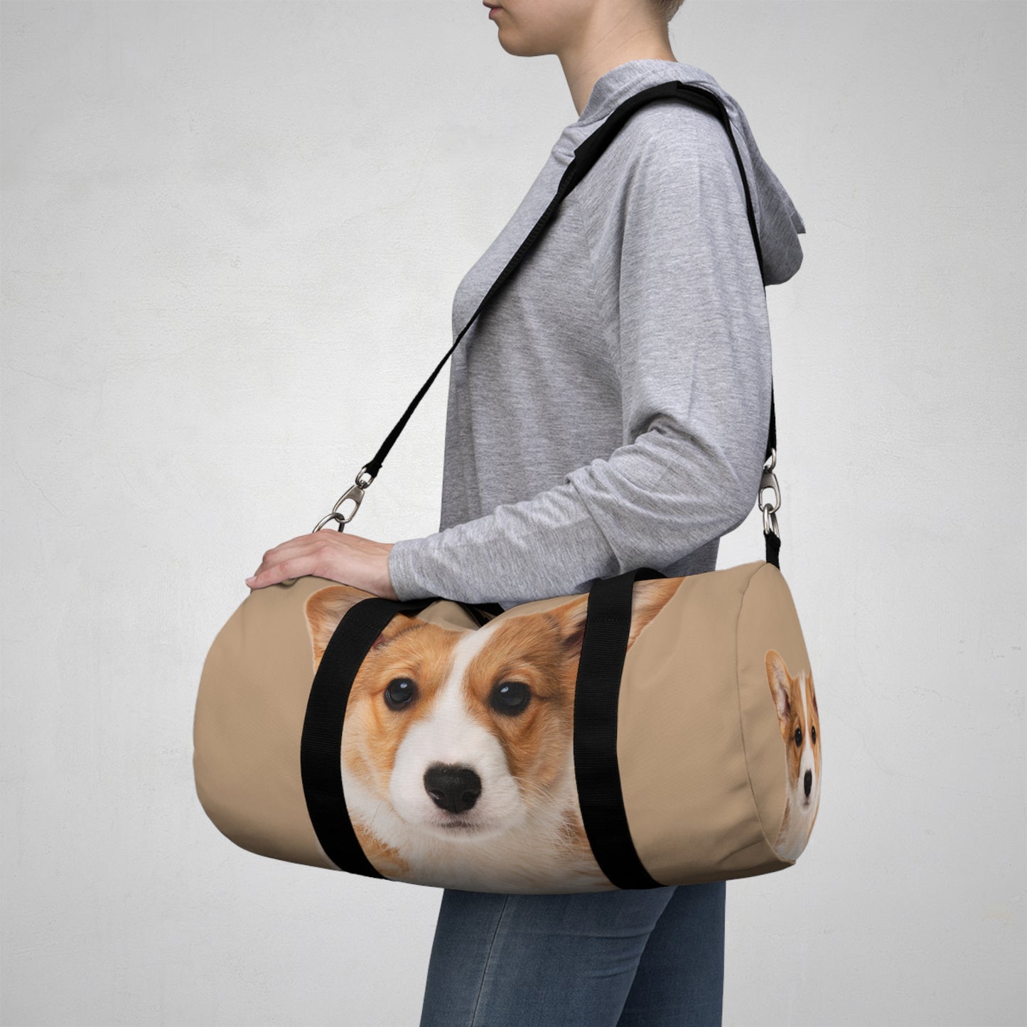 Delightfully Precious Corgi Puppy Duffel Bag - Cute Tan Corgi Travel Gym Bag