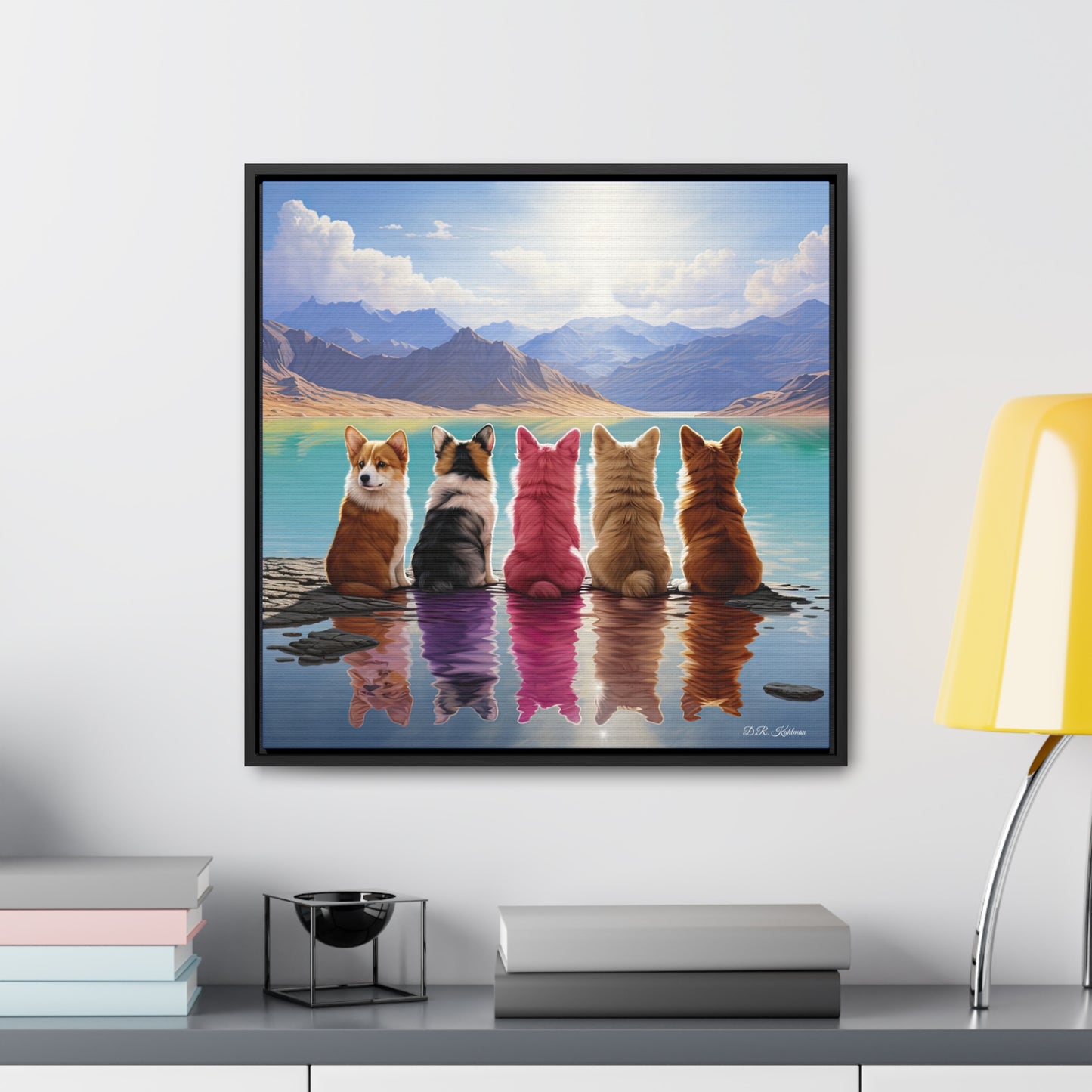 Corgi Lake - Framed on Canvas