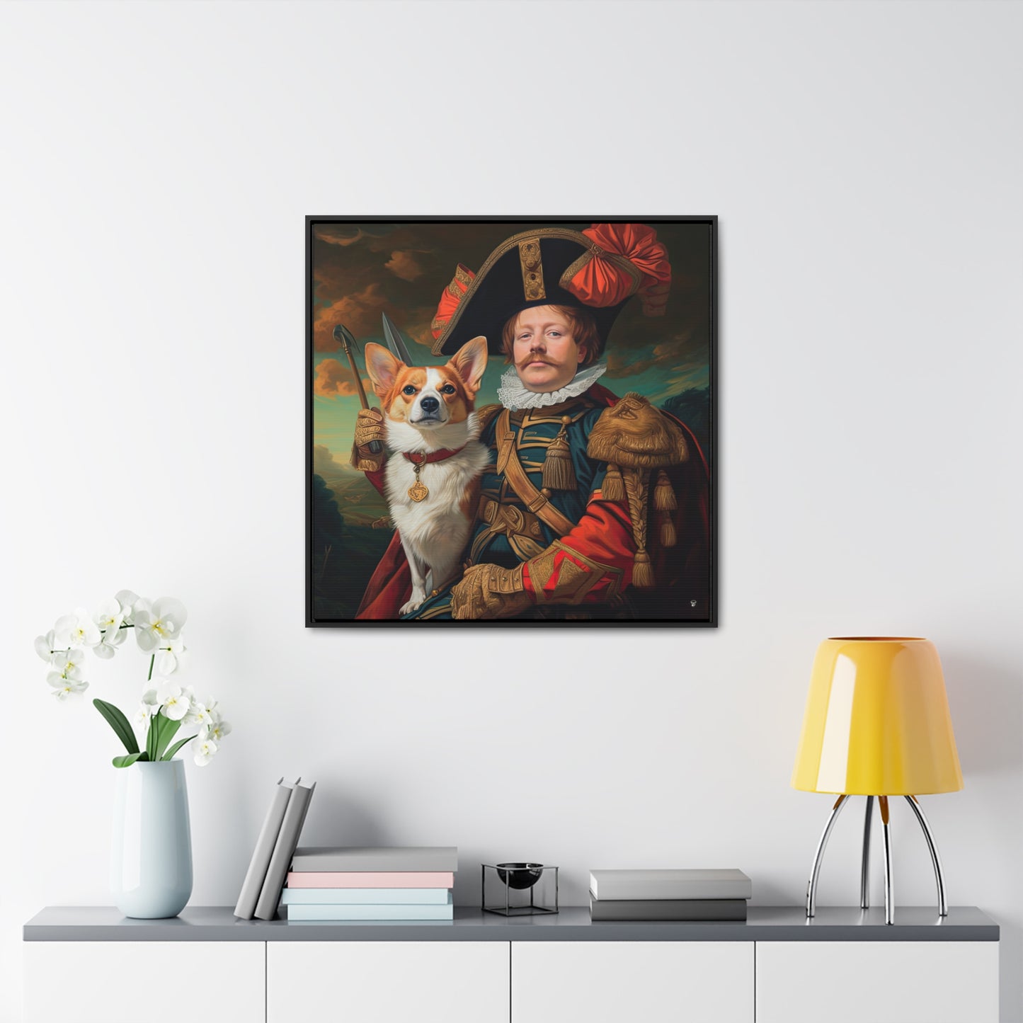 First Royal Corgi - Framed on Canvas
