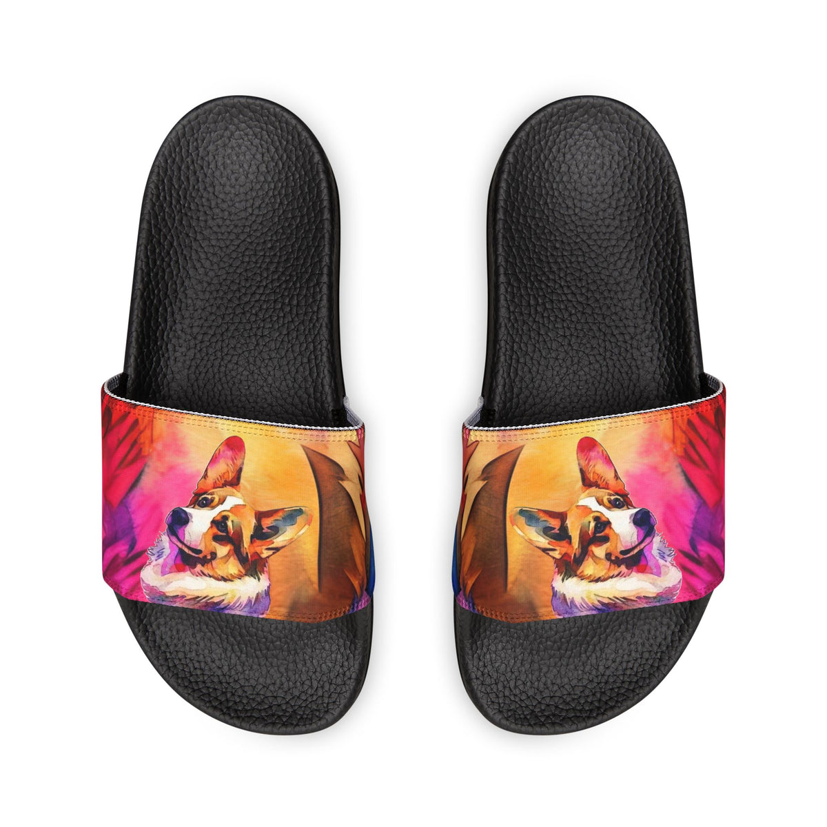 Motley Corgi Men's Watercolor Slide Sandals - Casual Pool & Beach Slides