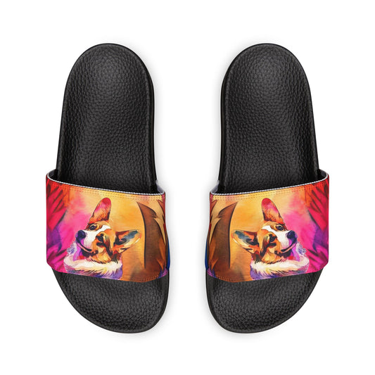 Motley Corgi Men's Watercolor Slide Sandals - Casual Pool & Beach Slides
