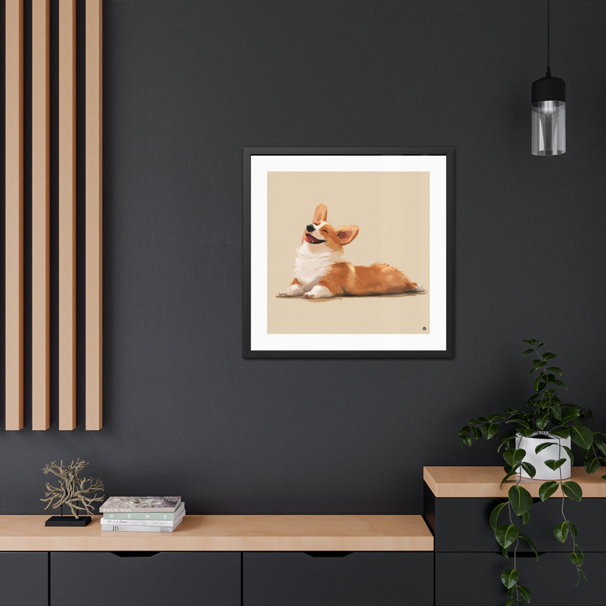 Giddy Sploot  - Happy Corgi Exclusive Framed Print