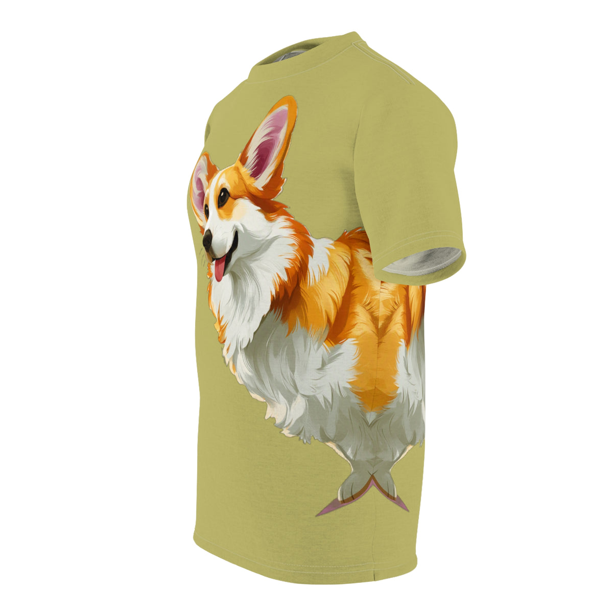 The Queen's Grand Companion Maximized Unisex Bold Designer Tee — Her Majesty's Large Pick of the Litter on Kakicha Khaki