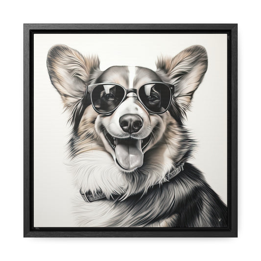 Corgi Cool - Framed on Canvas