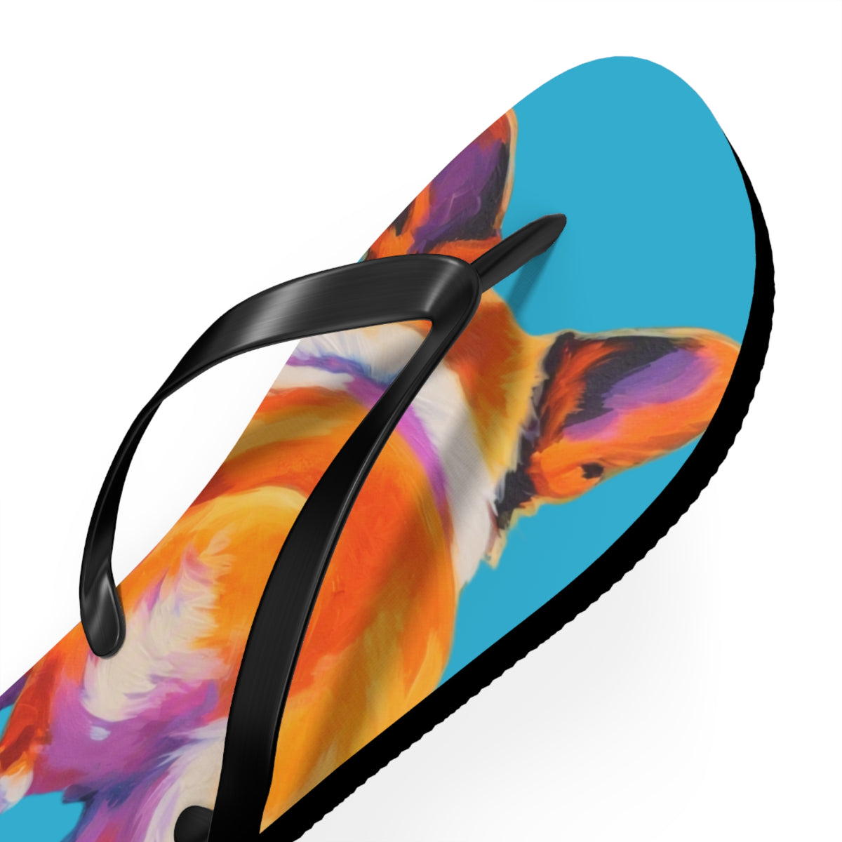 Corgi Butt Artistic Portrait Unisex Flip Flops – Blue Corgi Beach Sandals