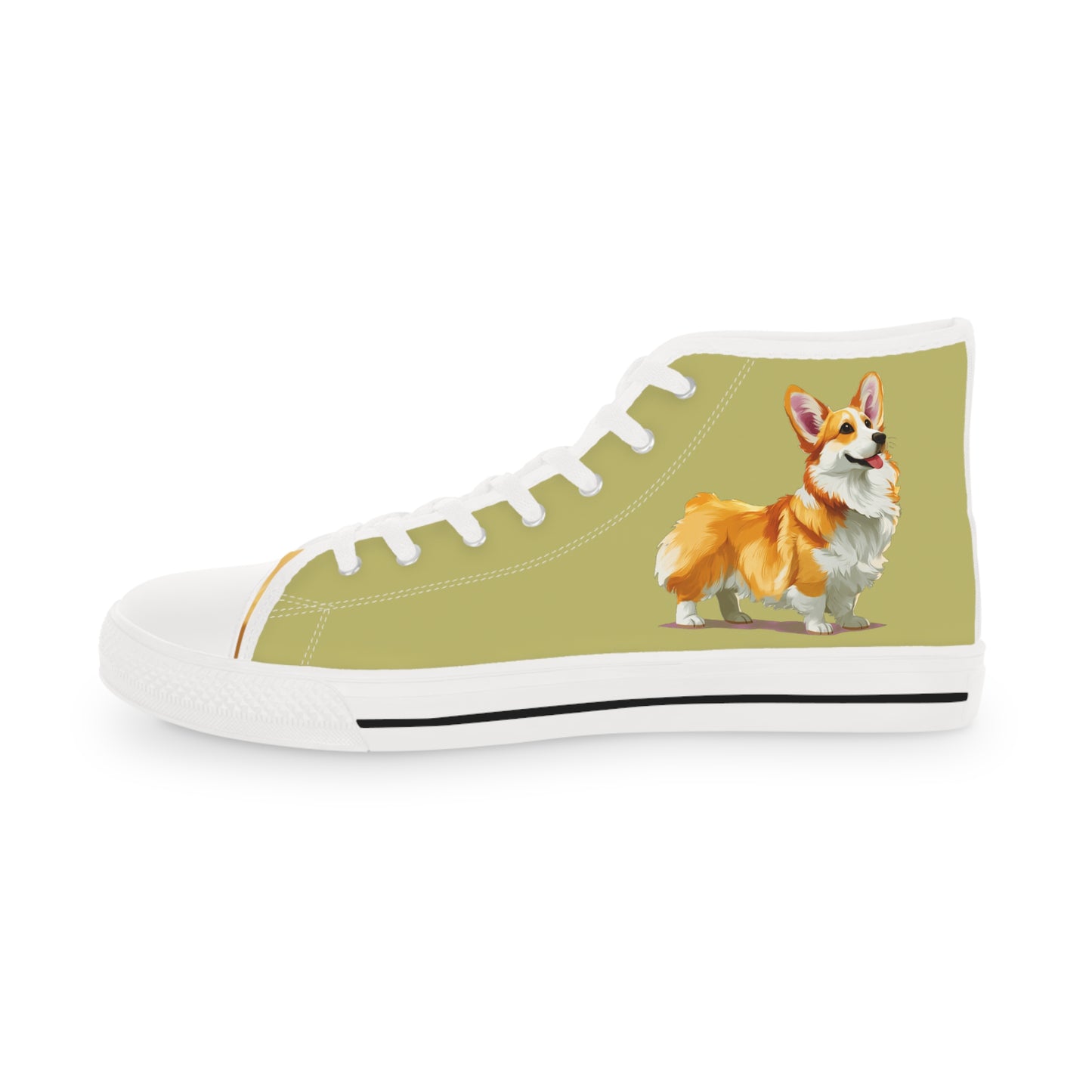 Classic Queen's Corgi Artistic Illustration Men's Casual Khaki Canvas Sneakers