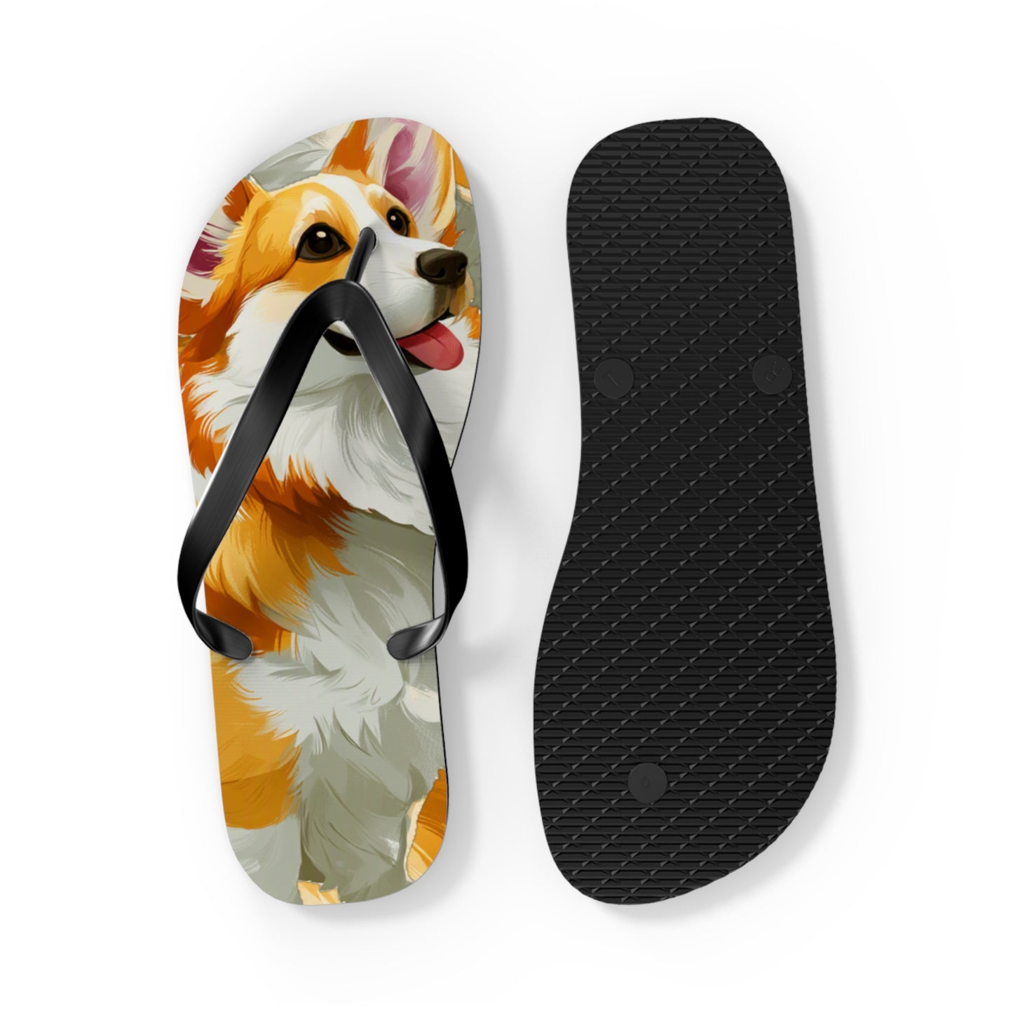 Classic Queen's Corgi Custom Artistic Unisex Flip Flops – Cool Pembroke Welsh Corgi Sandals