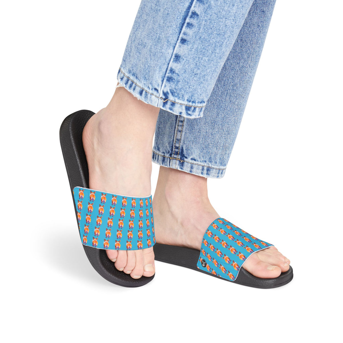 Corgi Butt Stripes Artistic Portrait Women's Casual Slide Sandals - Pool & Beach Slides