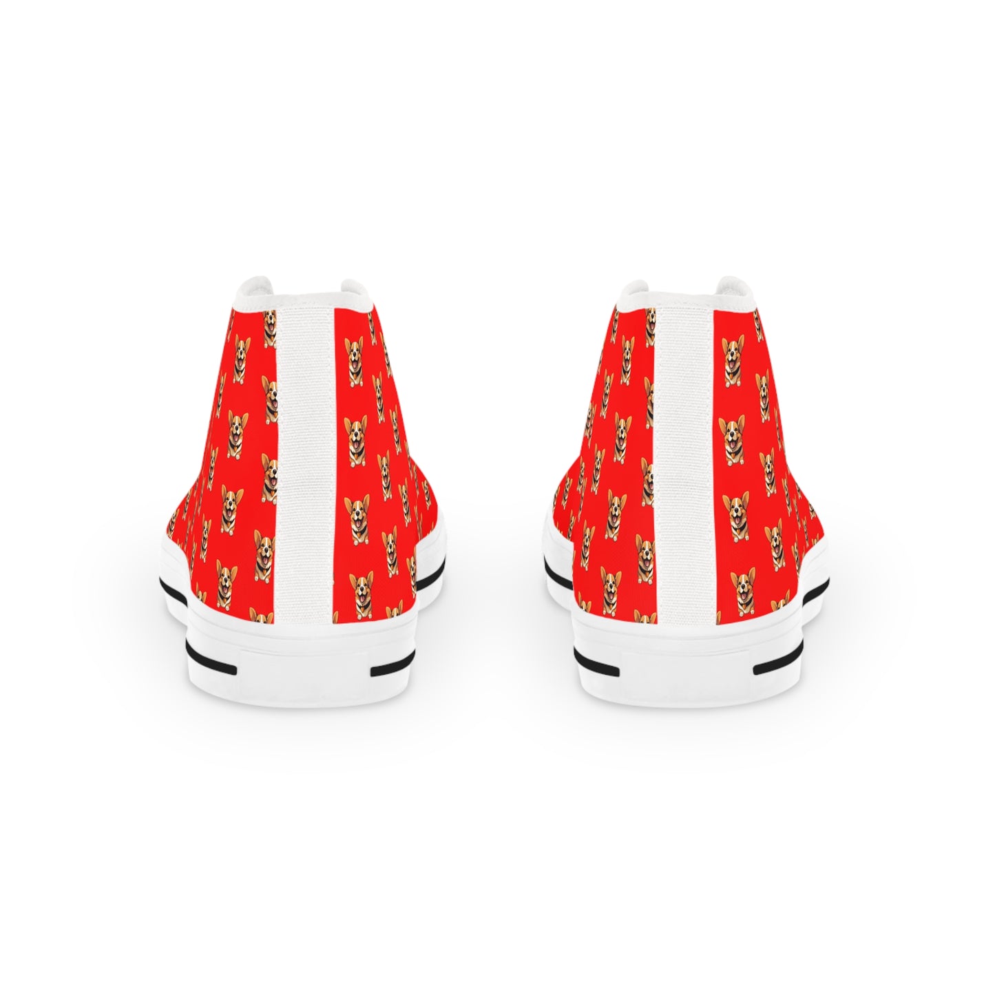 Puppy Love Smiling Corgi Mosaic Men's High Top Casual Red Canvas Sneakers