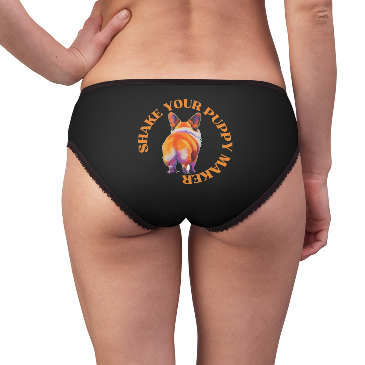 Shake Your Puppy Maker Panties - Funny Black Corgi Undies