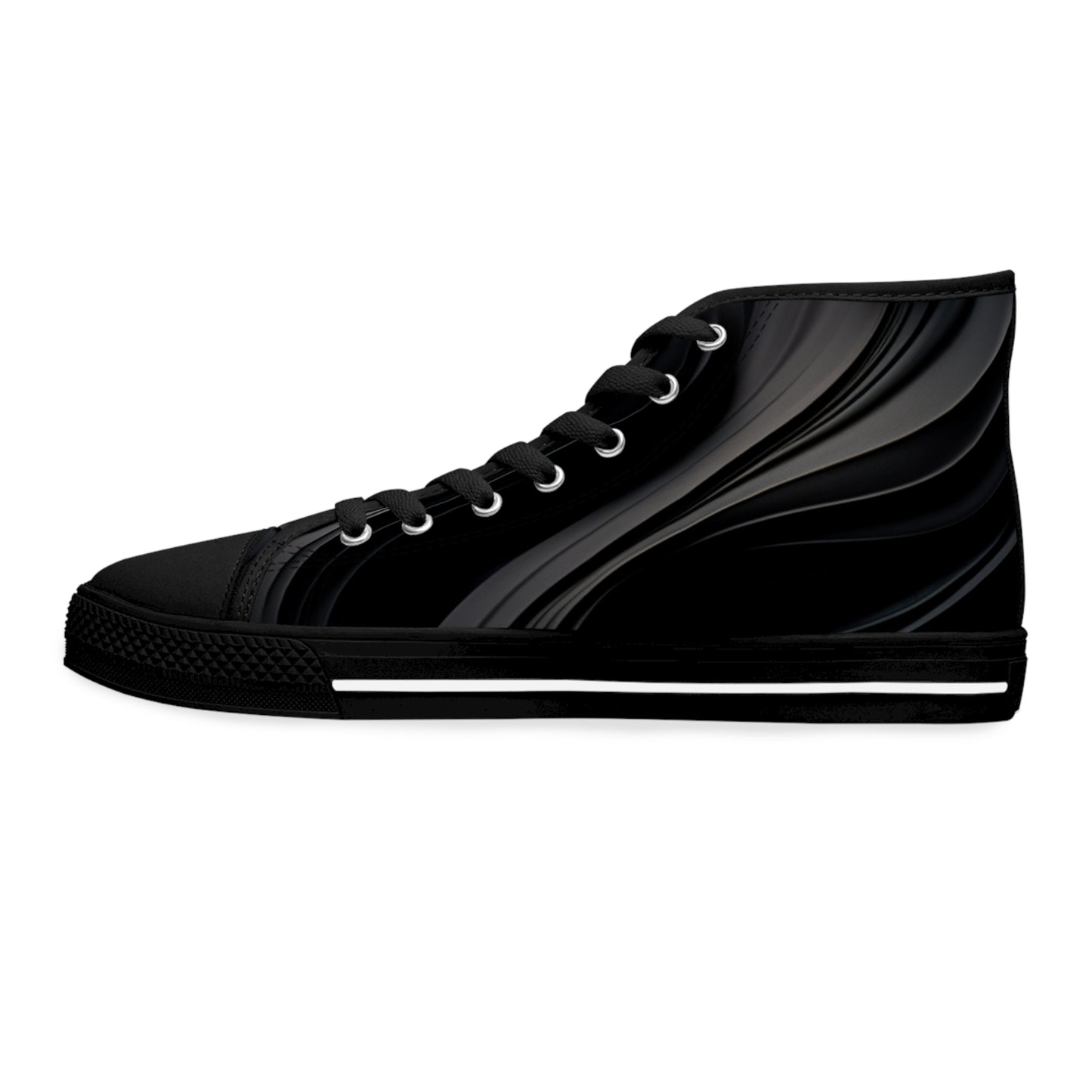 Corgi Potter Magic Wand Women's High Top Casual Black Swirl Canvas Sneakers