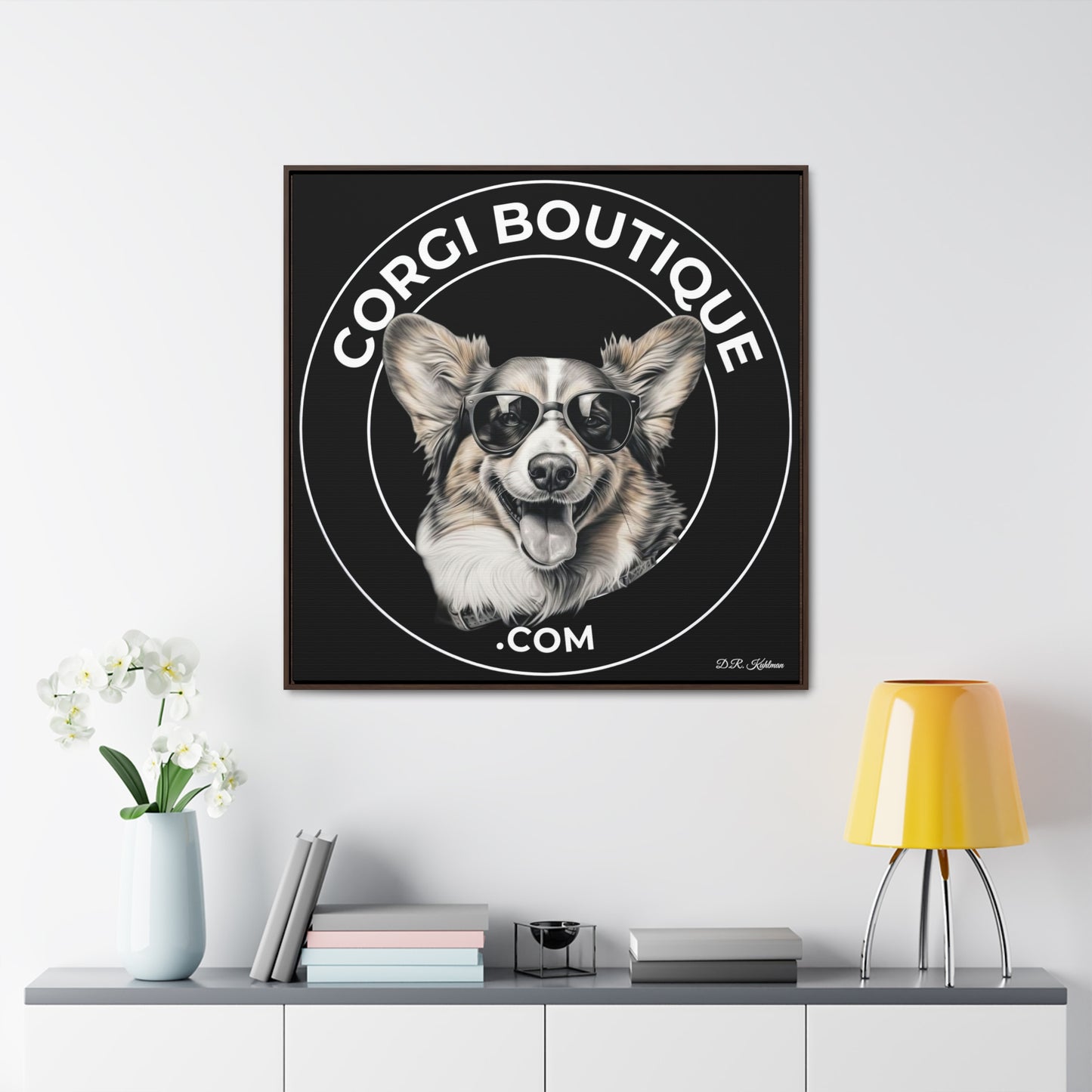 Corgi Boutique - Framed on Canvas