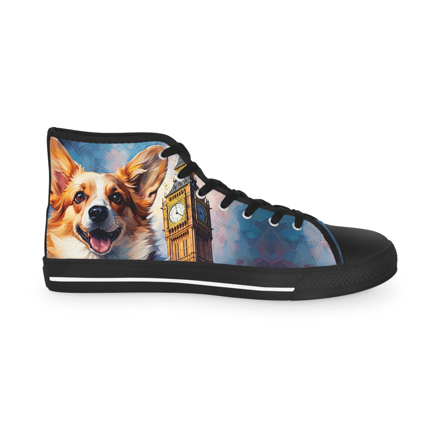 Corgi & Big Ben in London Men's High Top Casual Canvas Sneakers