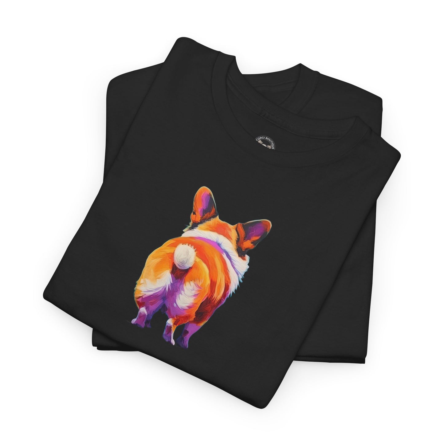 Corgi Butt Graphic Tee — Colorful Retro Style Humorous Corgi Wiggle T‑Shirt