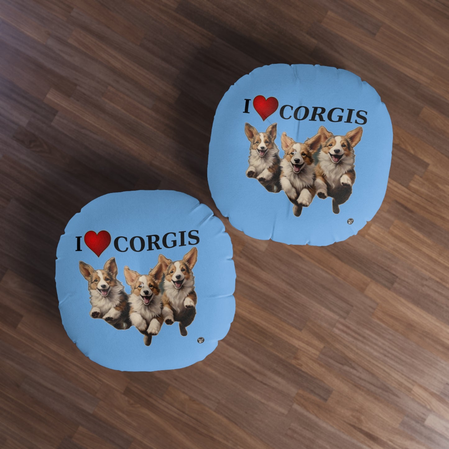 I Heart Corgis in Blue - Floor Pillow
