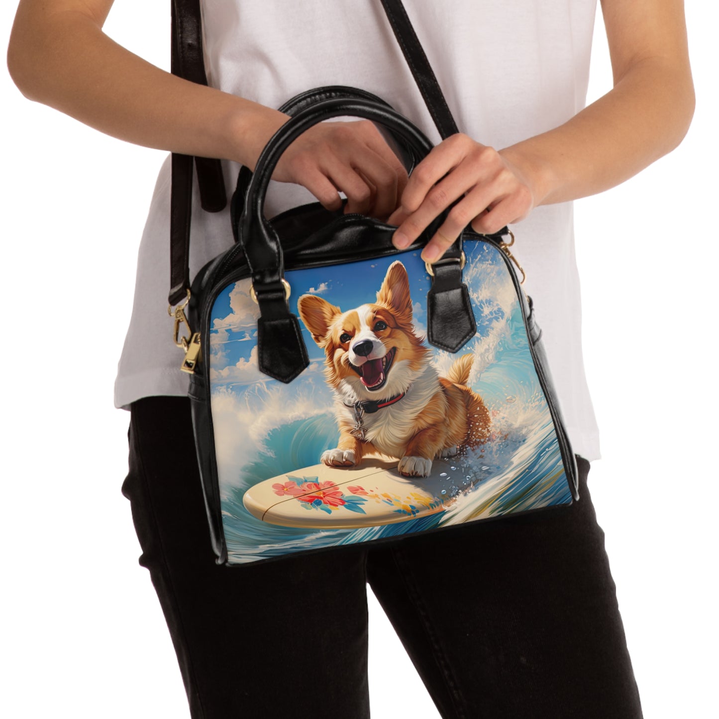 Cowabunga Corgi - Handbag w/Removable Shoulder Strap