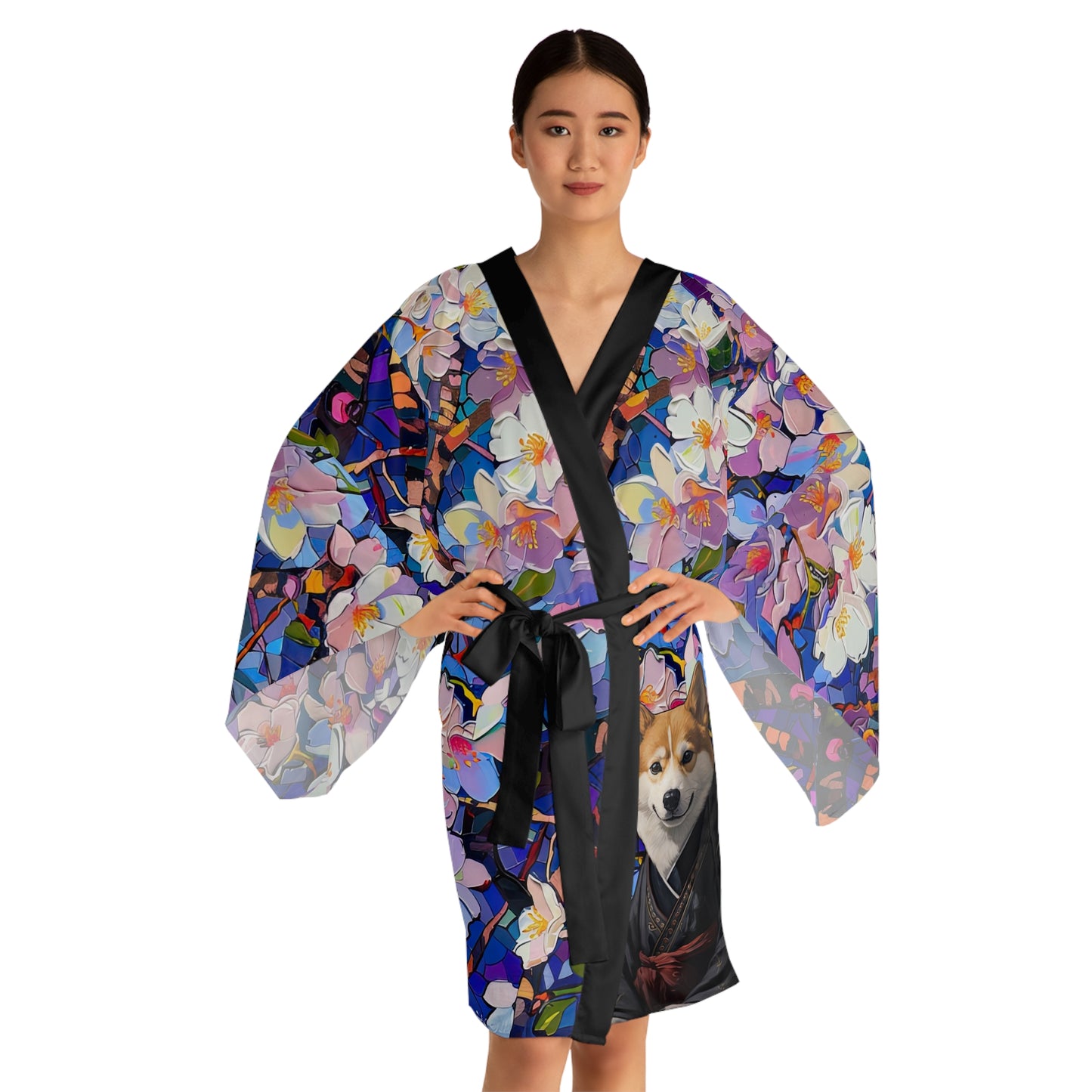 Floral Zendog - Kimono Robe