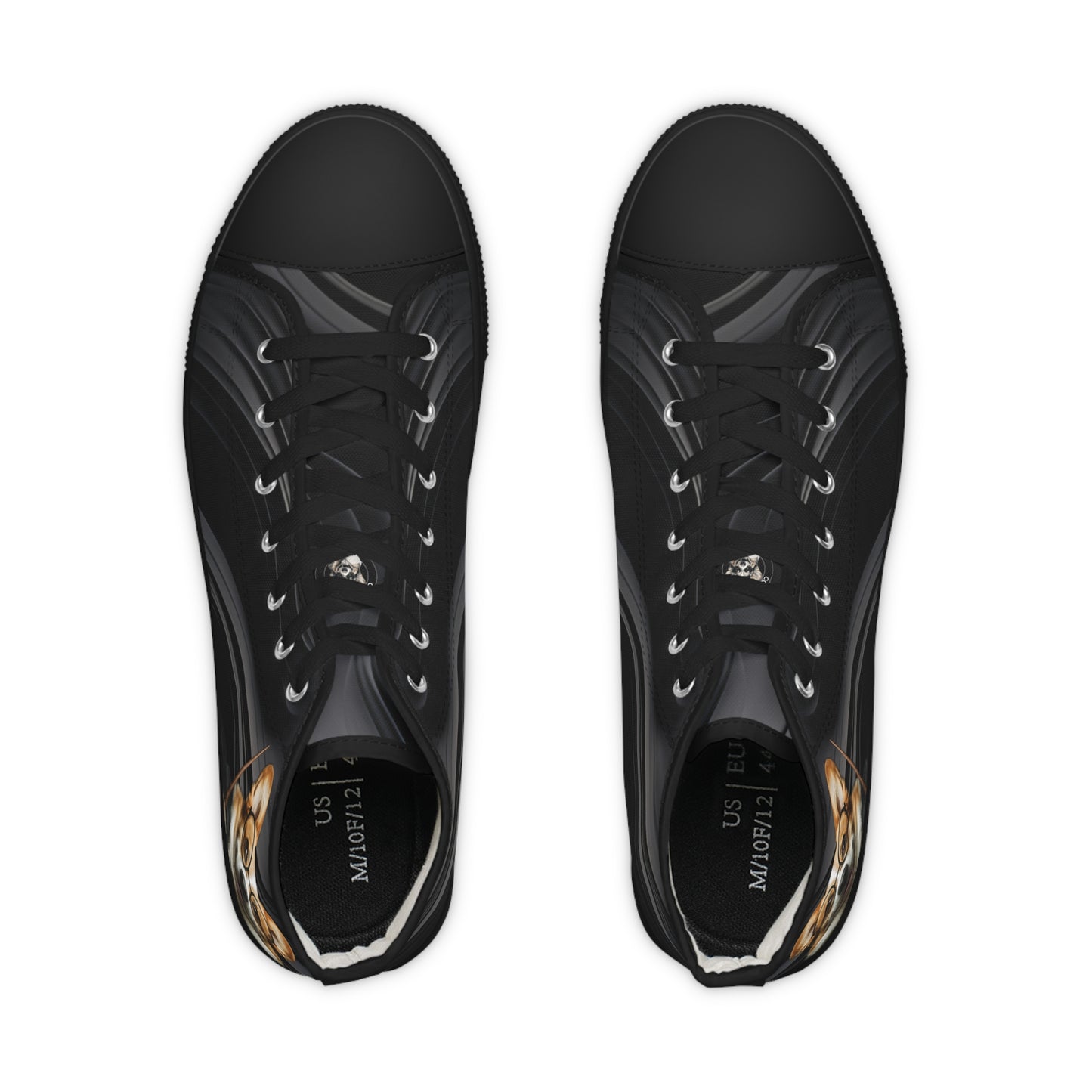 Corgi Potter Magic Wand Men's High Top Casual Black Swirl Canvas Sneakers