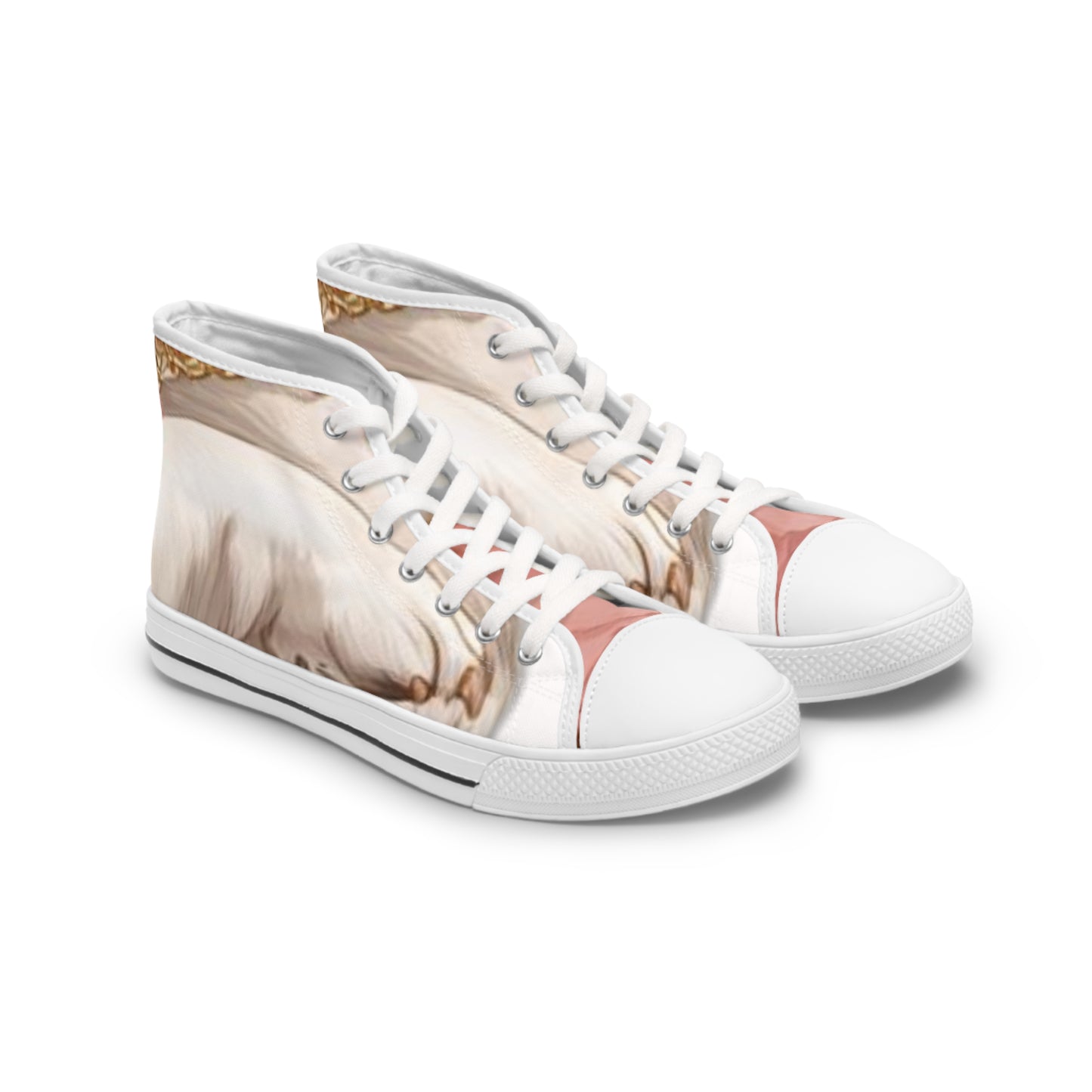 Soft Beg & Blush Corgi Paws High Top Casual Canvas Sneakers for Women