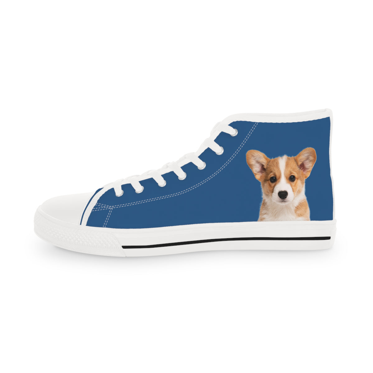Ethereal Gaze Men's High-Top Sneakers - Corgi Kisser on Daytona Dusk Canvas