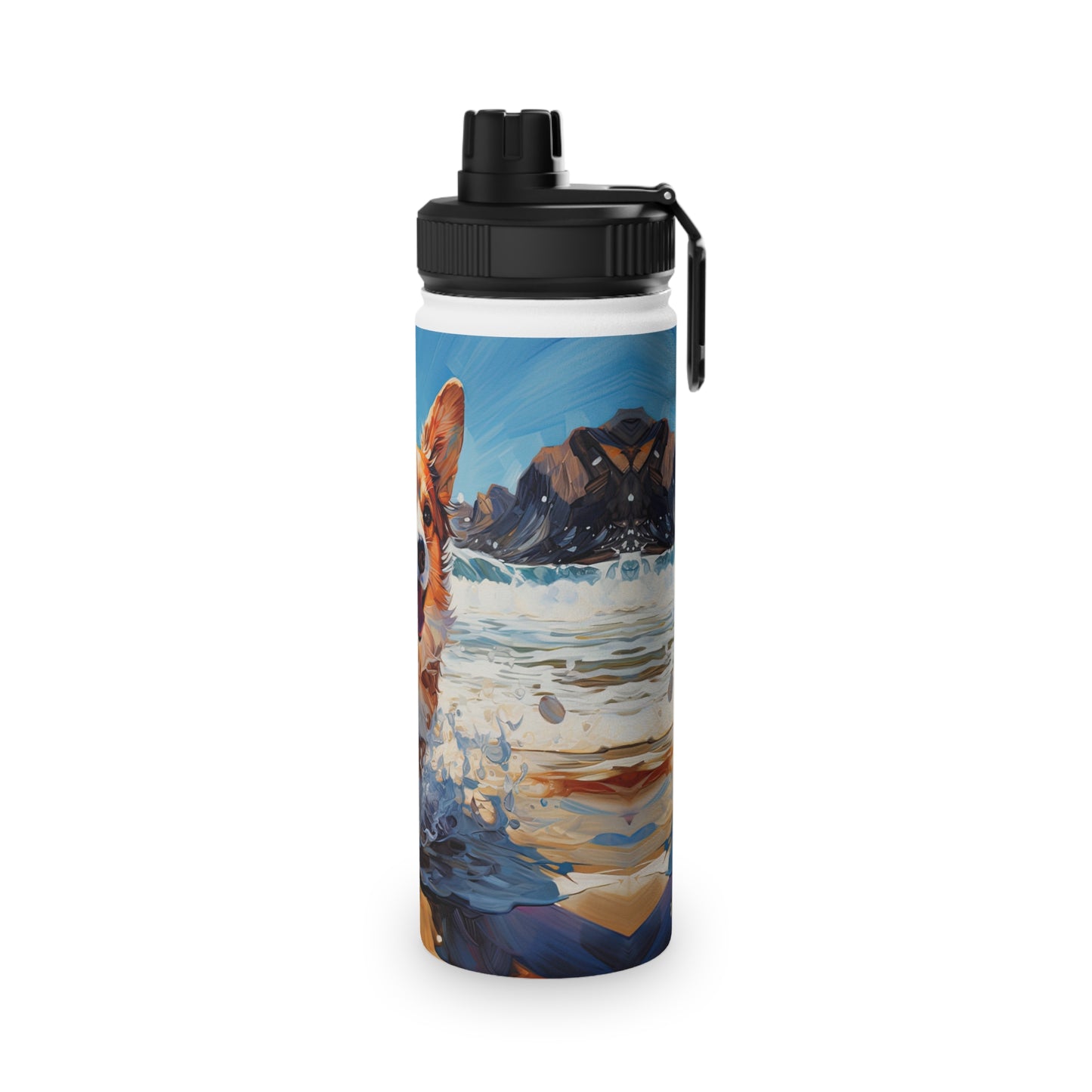 Coastal Corgi - Water Bottle with Sport Lid