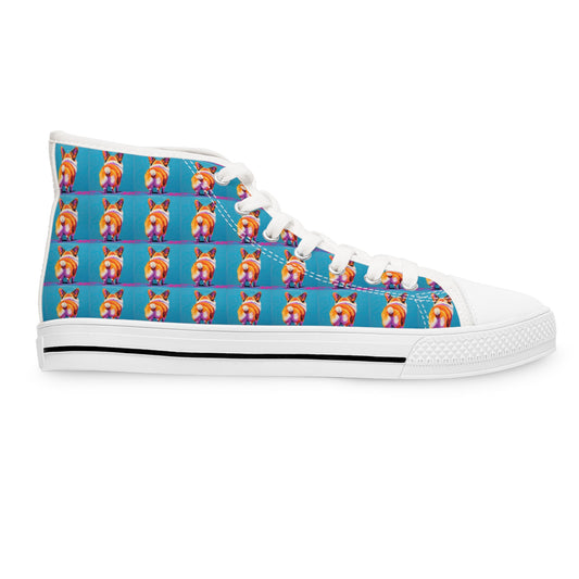 Corgi Butt Mosaic Pattern Women's High Top Casual Canvas Sneakers