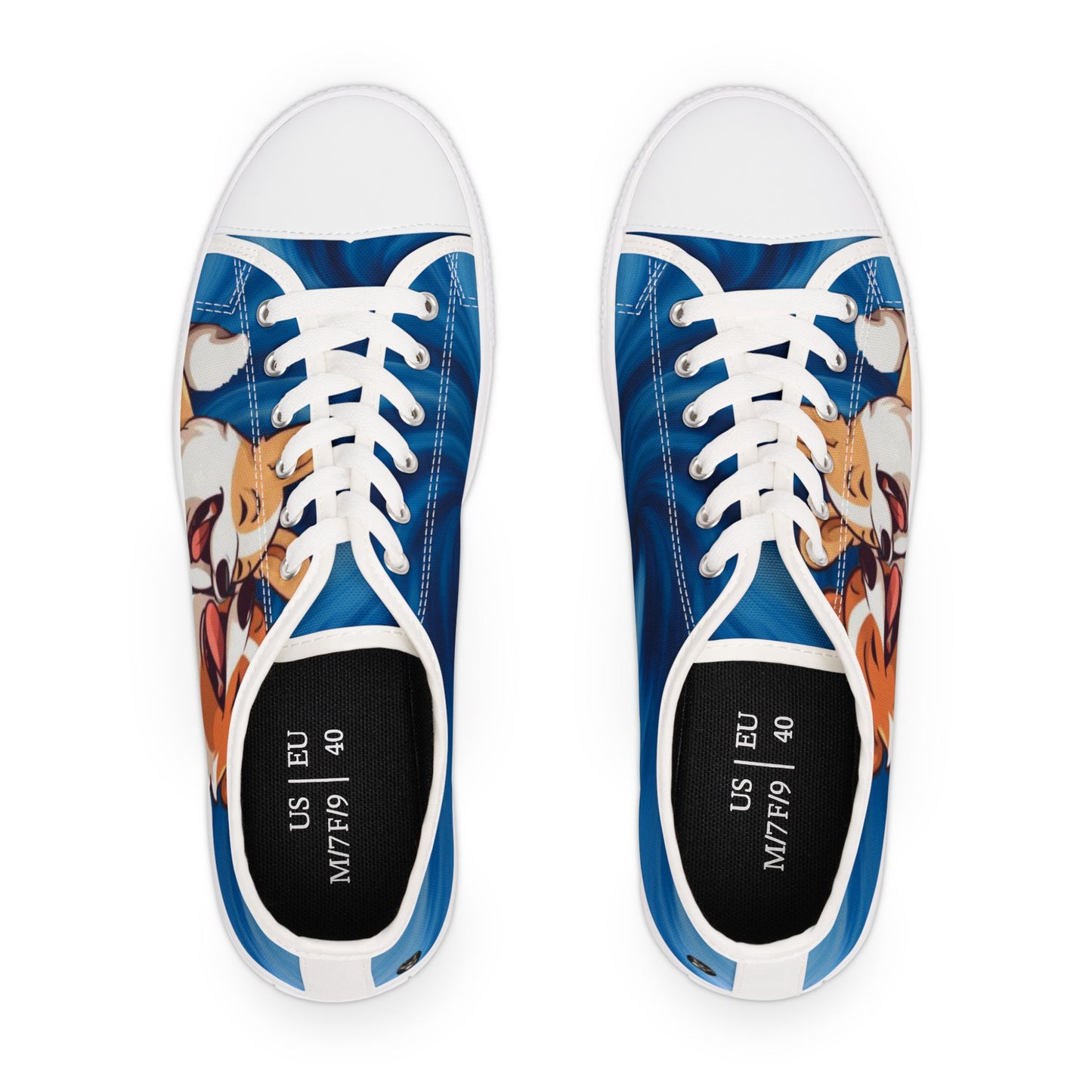 Best Mates Women's Cute Cartoon Corgi Casual Canvas Carolina Blue Low Top Sneakers