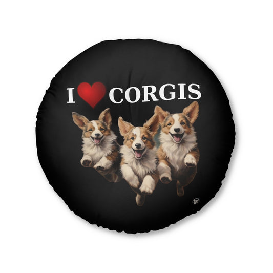 I Heart Corgis in Black - Floor Pillow