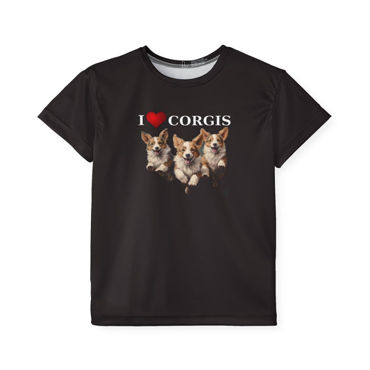 I Heart Corgis Kid's Sports Tee