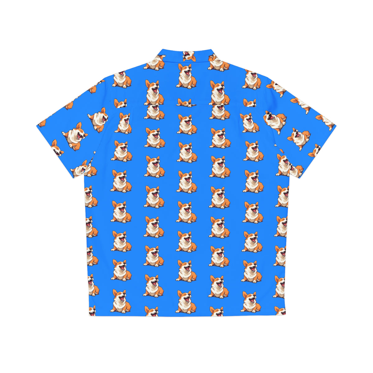 Comical Corgi All Smiles Repeater Pattern Blue Hawaiian Shirt