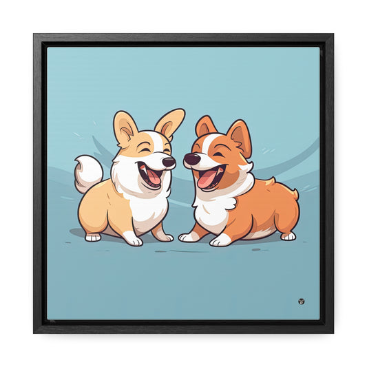 Corgi Couple - Framed on Canvas