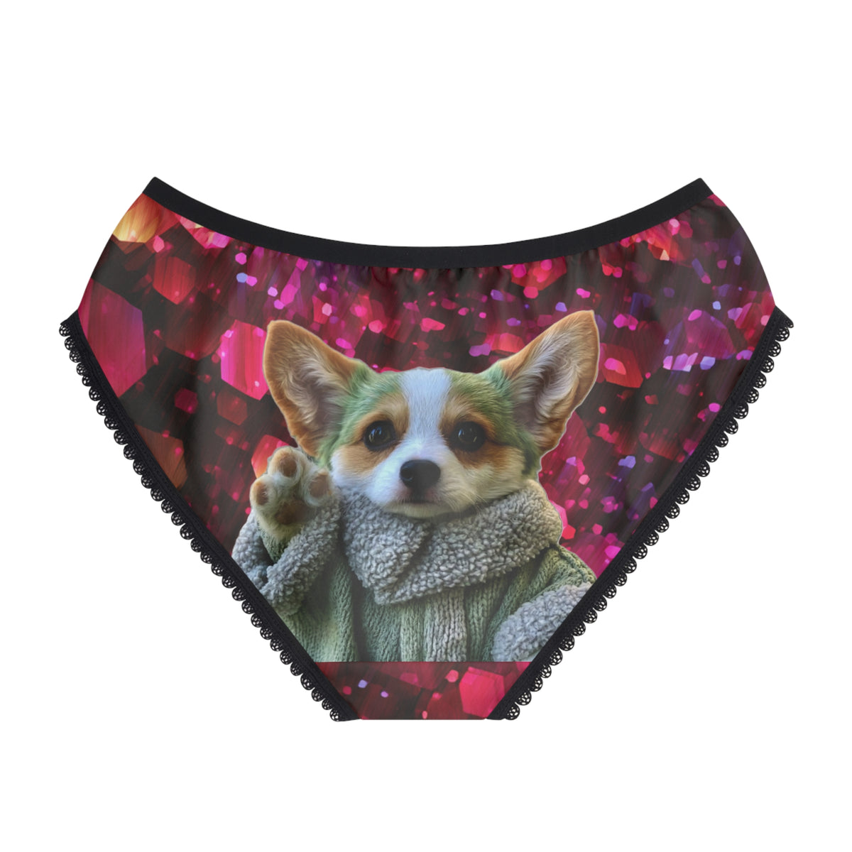 Baby Corgi Star Warrior Panties - Black Red & Purple Galaxy Glitter Undies