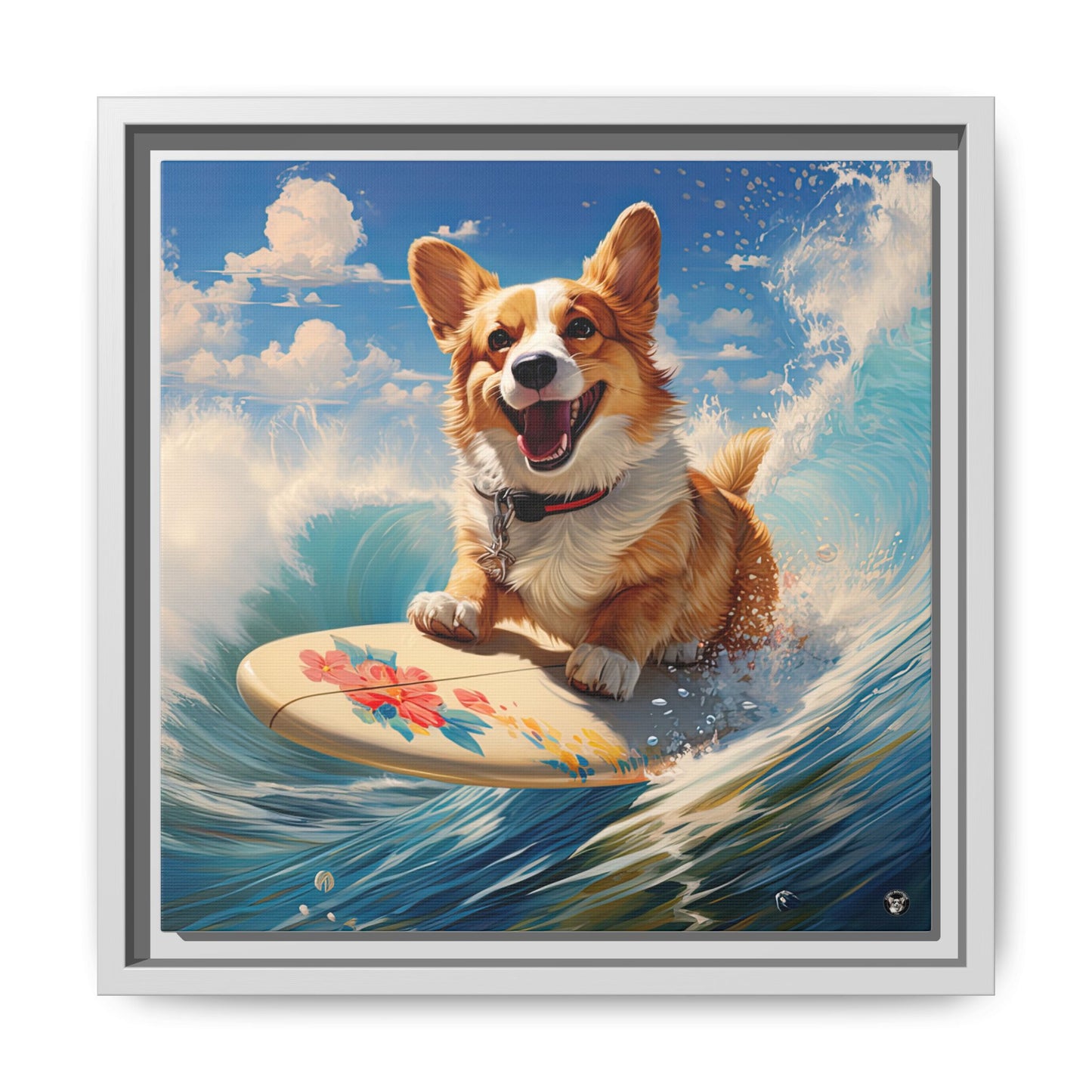 Cowabunga Corgi on Canvas