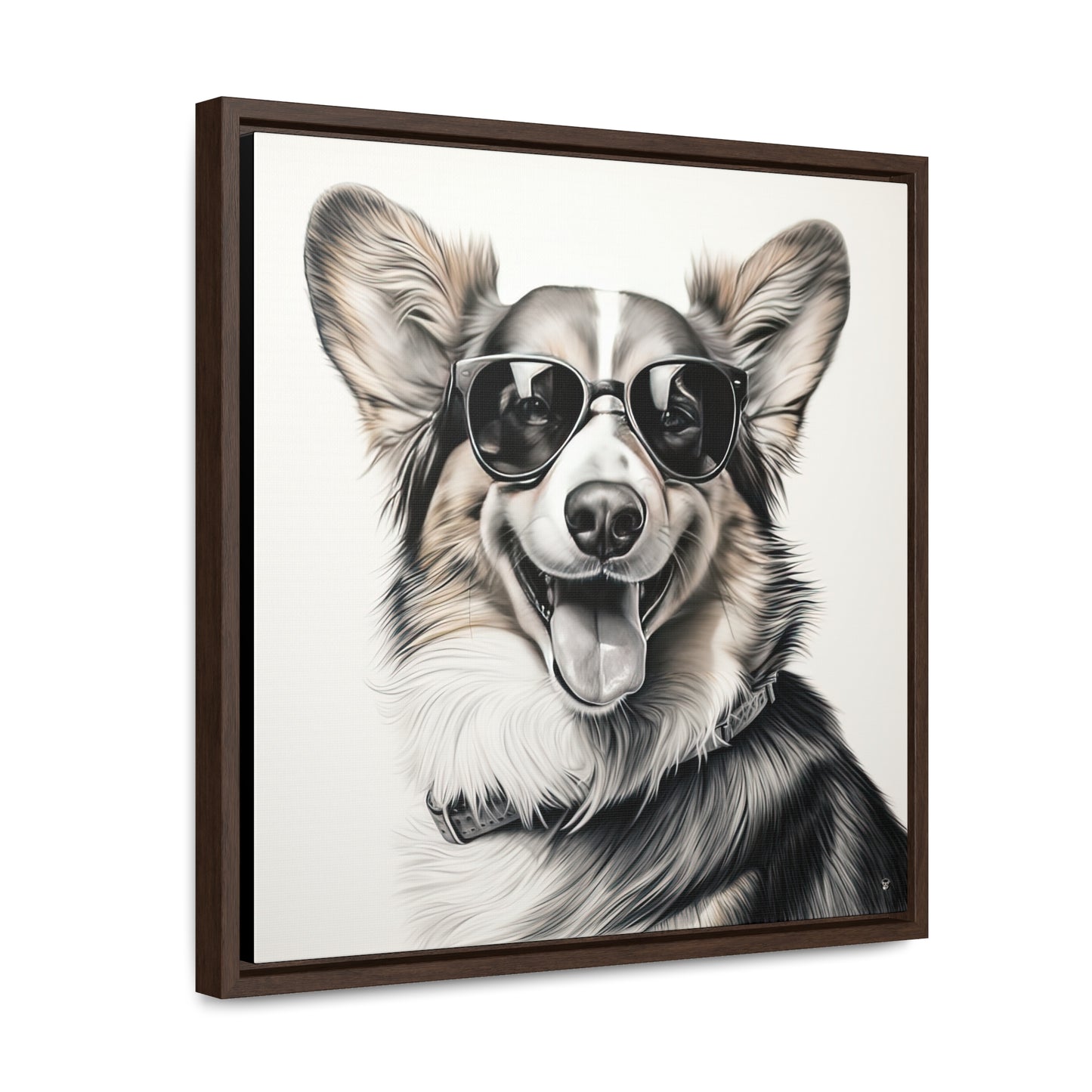 Corgi Cool - Framed on Canvas