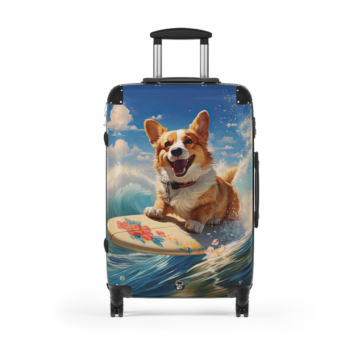 Cowabunga Surfing Corgi Suitcases — Ocean Theme Corgi Beach Rolling Luggage