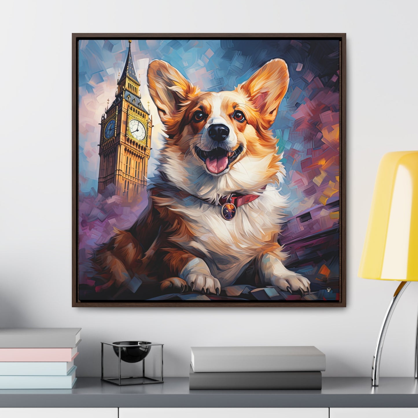 Corgi and Ben - Framed on Canvas