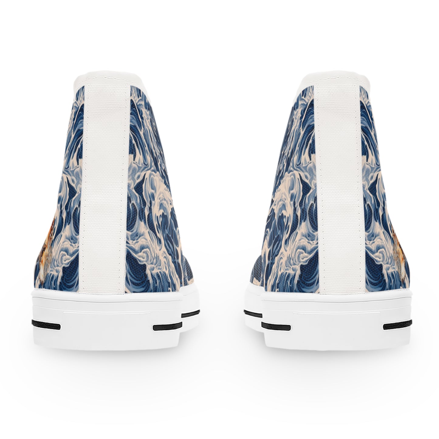 Coastal Corgi Big Blue Ocean Wave Women's High Top Casual Canvas Sneakers